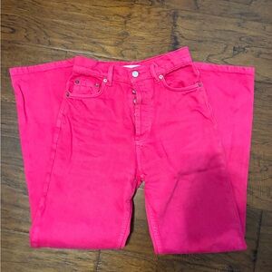 Zara Pink Straight Leg Jeans Vibrant Denim